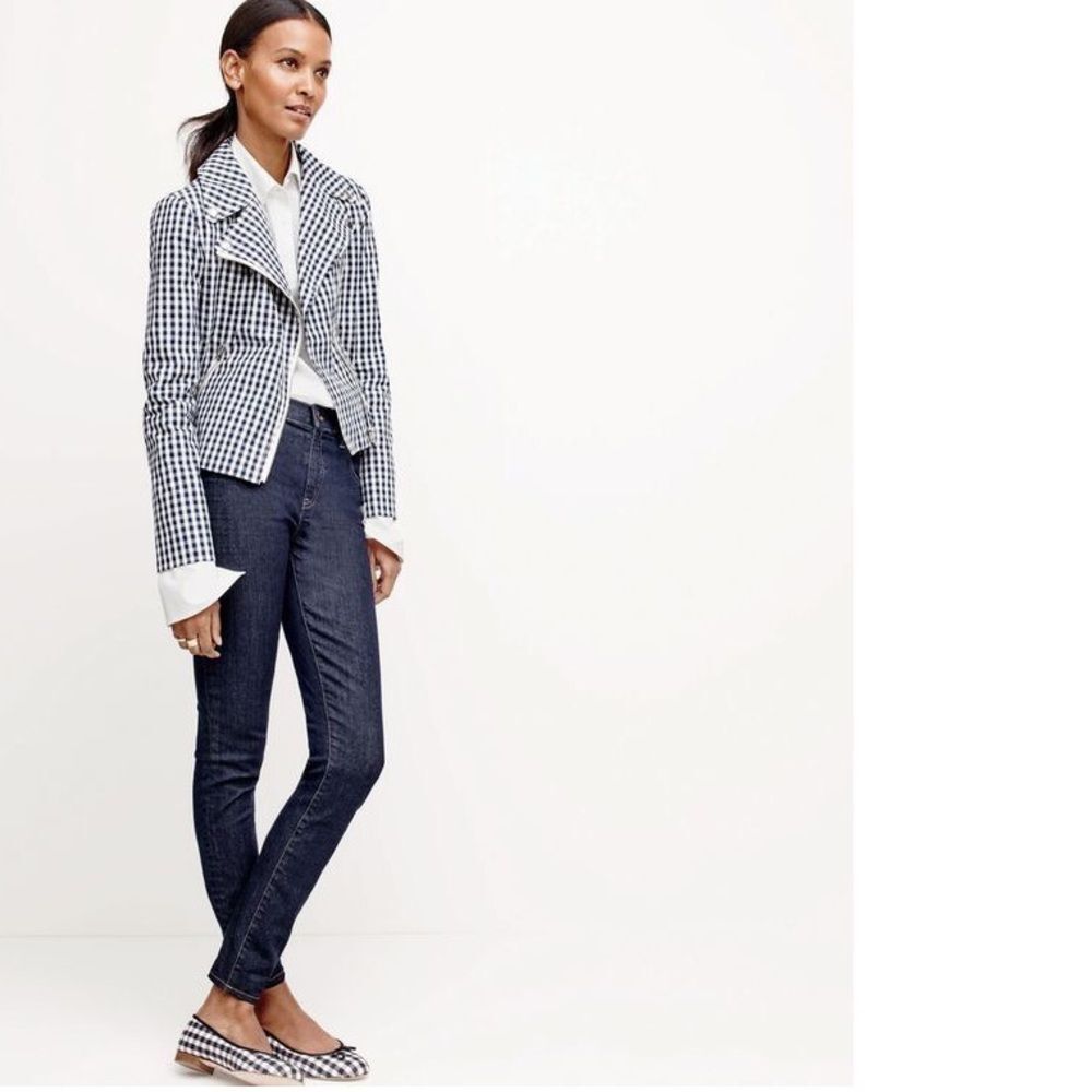 J. Crew Motorcycle jacket in gingham - Picture 2 of 8